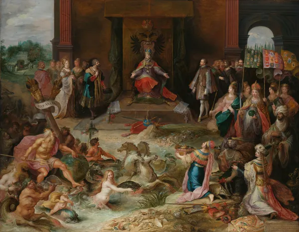 Allegory on the Abdication of Emperor Charles V in Brussels av Frans Francken the Younger