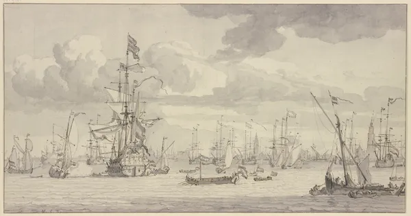 Die Gouden Leeuw vor Amsterdam av Willem van de Velde the Younger