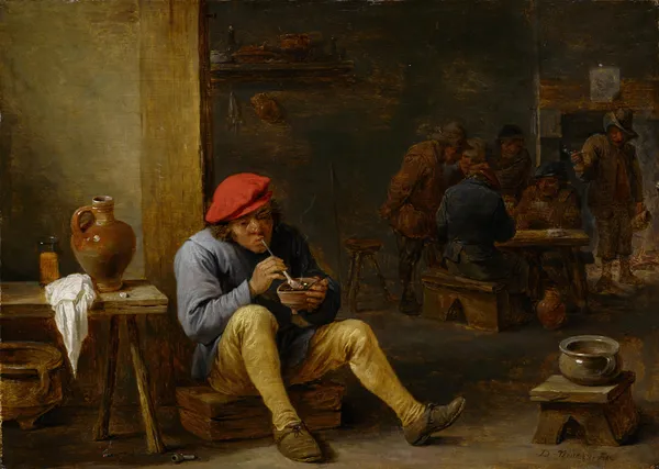 Farmer in a Tavern, Lighting his Pipe av David Teniers The Younger