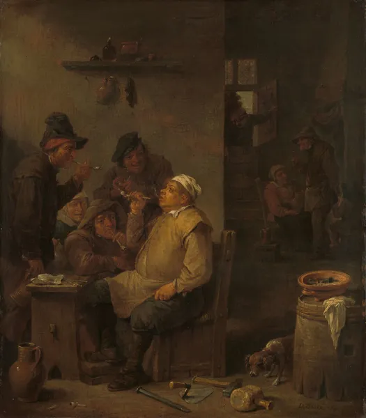 Mason Smoking with Companions in a Tavern av David Teniers The Younger