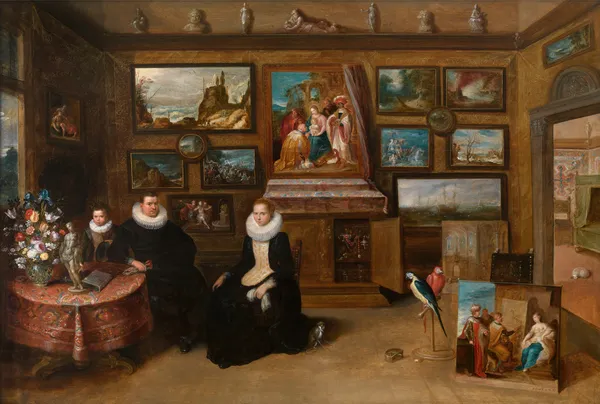 Portrait of a Family in a Collector’s Cabinet av Frans Francken the Younger