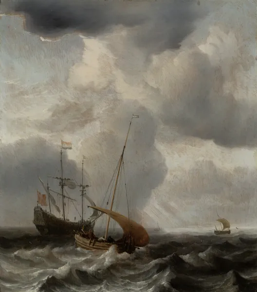 Stormy Sea with Ships av Willem van de Velde the Younger