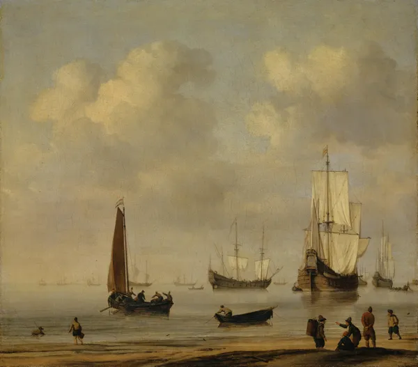 Three-Masted Ships and Fishing Boats in a Calm av Willem van de Velde the Younger