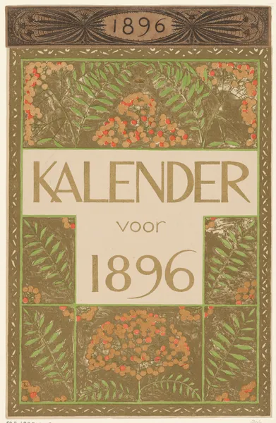 Dekblad van de kalender voor 1896 av Theo Nieuwenhuis