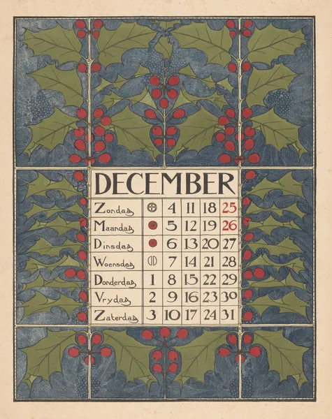 Kalenderblad voor december 1898 av Theo Nieuwenhuis