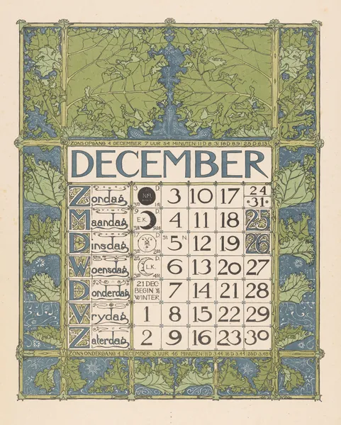 Kalenderblad voor december 1899 av Theo Nieuwenhuis