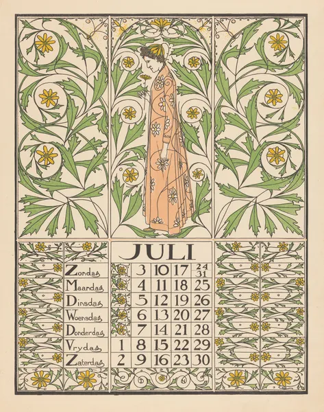 Kalenderblad voor juli 1898 av Theo Nieuwenhuis