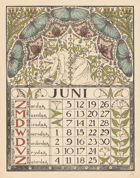 Kalenderblad voor juni 1898 av Theo Nieuwenhuis