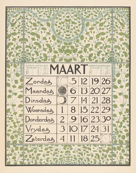 Kalenderblad voor maart 1899 av Theo Nieuwenhuis