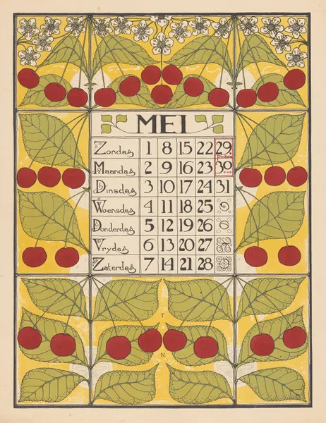Kalenderblad voor mei 1898 av Theo Nieuwenhuis