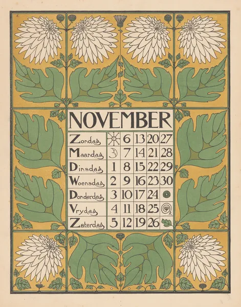 Kalenderblad voor november 1898 av Theo Nieuwenhuis