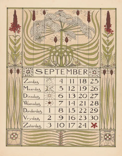 Kalenderblad voor september 1898 av Theo Nieuwenhuis