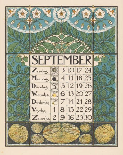 Kalenderblad voor september 1899 av Theo Nieuwenhuis
