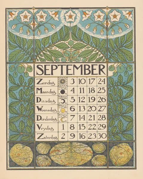 Kalenderblad voor september 1899 av Theo Nieuwenhuis