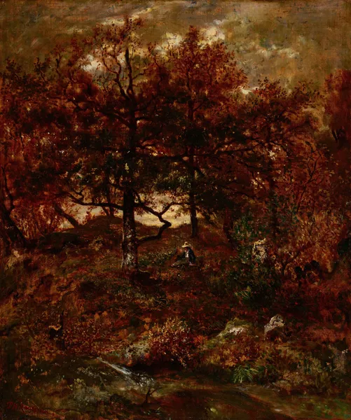 Autumn at St. Jean de Paris, Forest of Fontainebleau av Théodore Rousseau