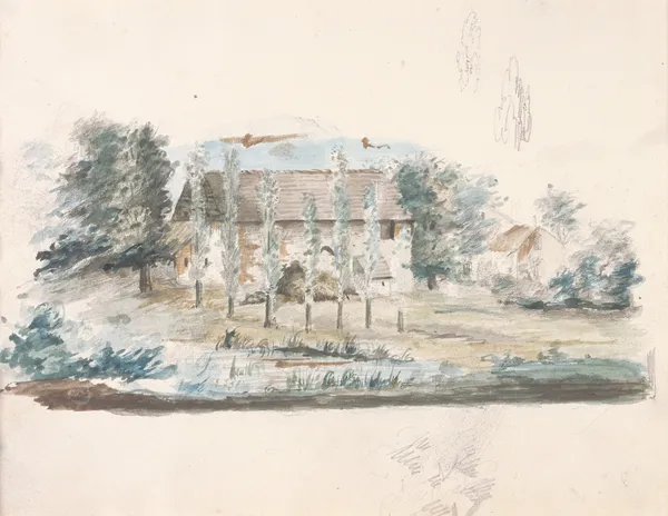 Farm Building in a Landscape av Théodore Rousseau