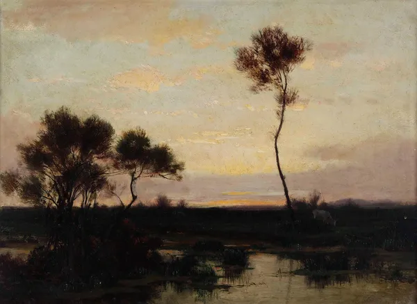 Lake landscape av Théodore Rousseau