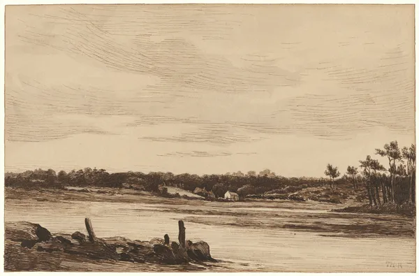 The Loing River at the Edge of the Forest of Fontainebleau av Théodore Rousseau