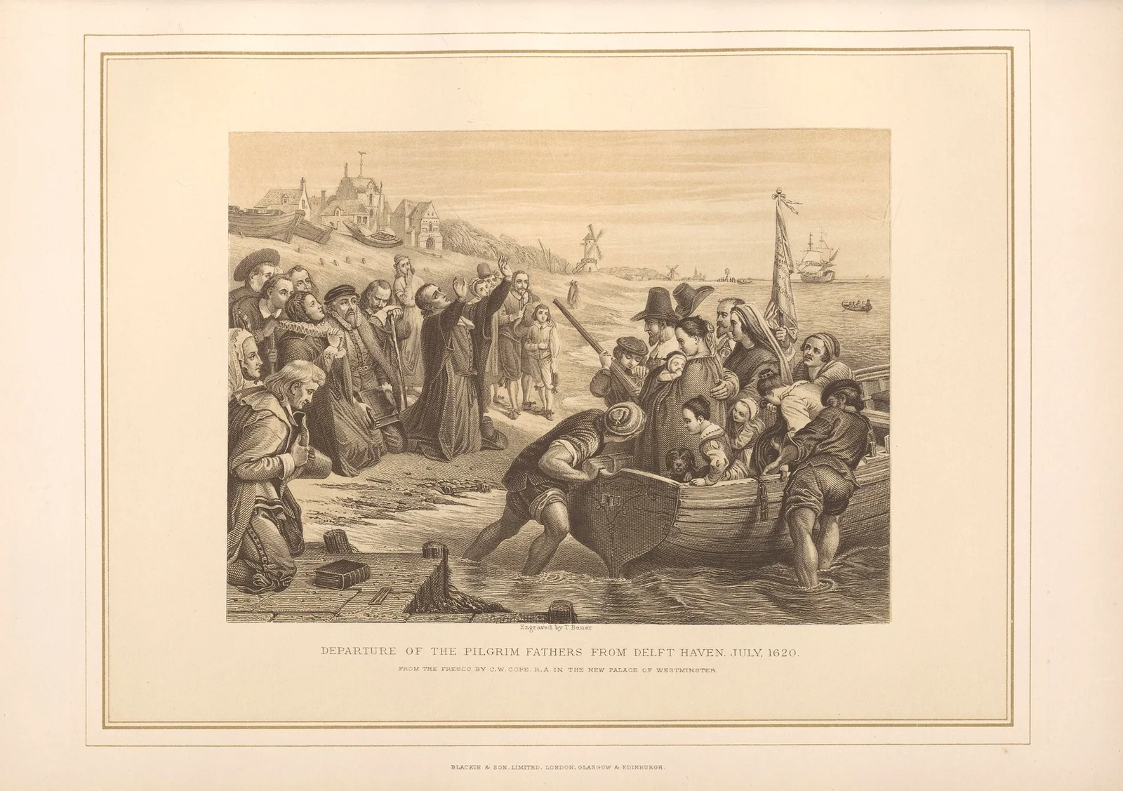 Departure of the Pilgrim Fathers from Delft Haven – C. W. Cope (19th century) av Thomas Archer