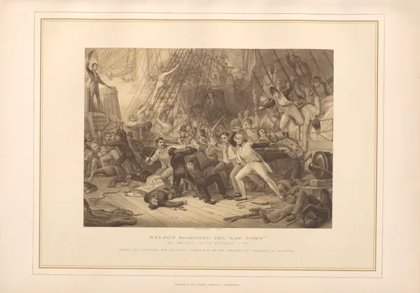 Nelson boarding the San Josef at the Battle of St. Vincent – George Jones (19th century) av Thomas Archer
