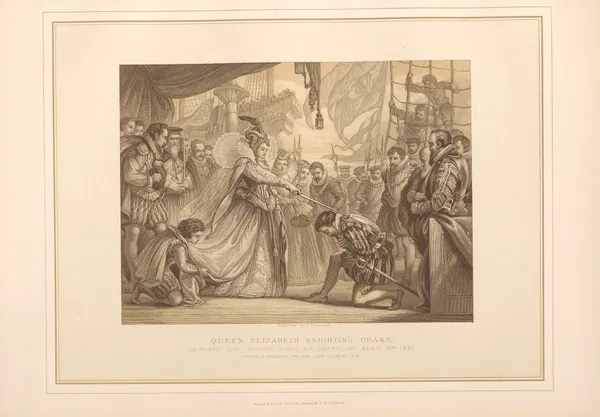 Queen Elizabeth knighting Admiral Drake – John Gilbert (19th century) av Thomas Archer