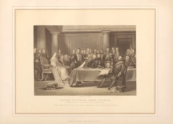 Queen Victoria’s First Council – Sir David Wilkie (19th century) av Thomas Archer