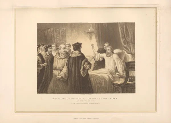 Wycliffe on his Sick-bed assailed by the Friars – George H. Thomas (19th century) av Thomas Archer