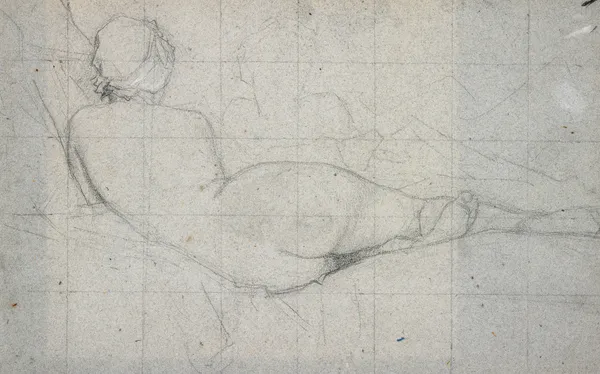 Recumbent Female Nude and Partial Study of a Second Female Figure av Thomas Couture