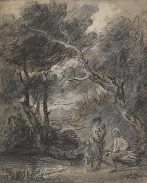 Wooded Landscape with Figures av Thomas Gainsborough