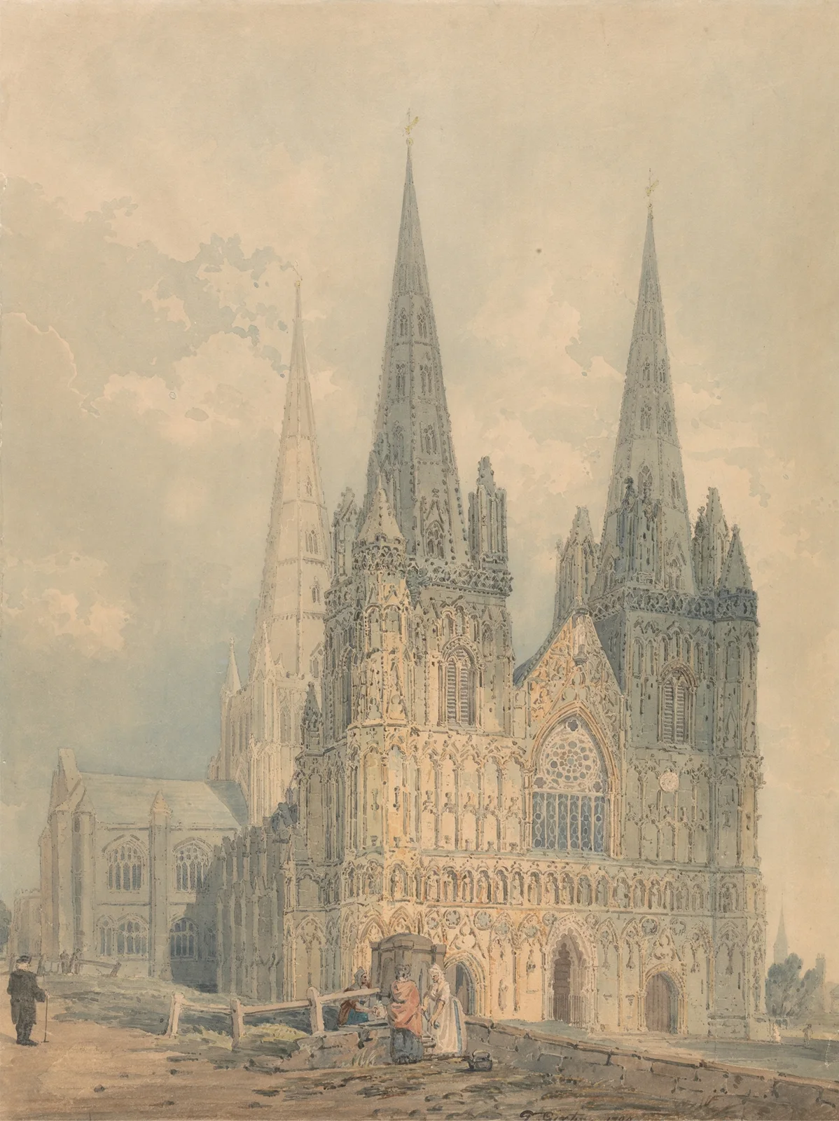 Lichfield Cathedral, Staffordshire av Thomas Girtin