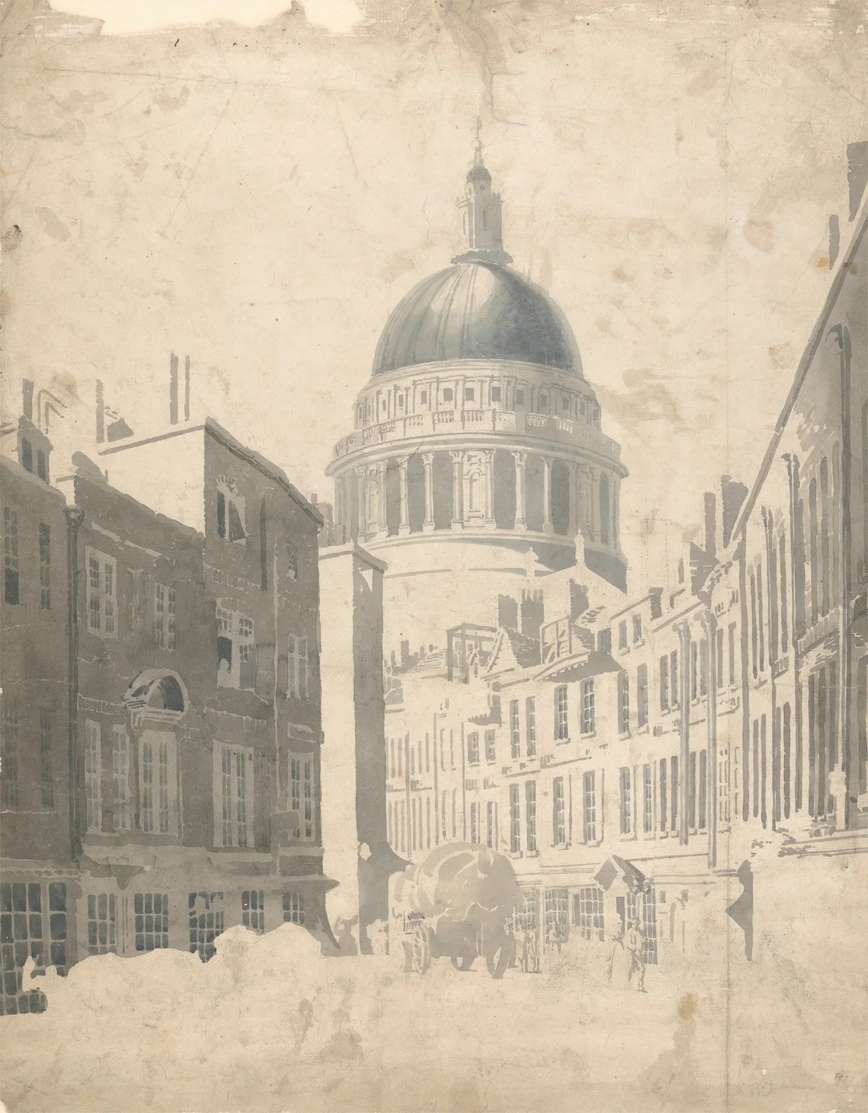 St. Paul’s Cathedral, from St. Martin’s-le-Grand, London av Thomas Girtin
