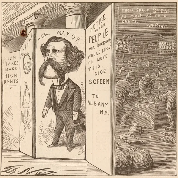 A respectable screen covers a multitude of thieves av Thomas Nast