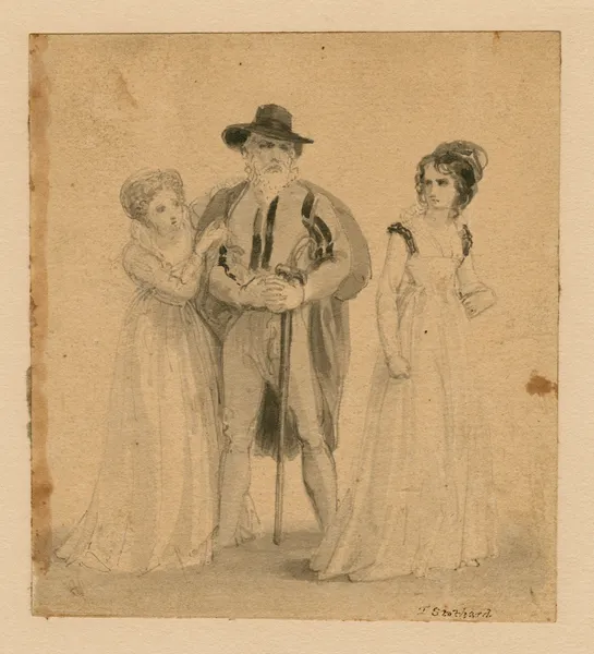Merry wives of Windsor, Mrs. Page, Mrs. Ford, Falstaff av Thomas Stothard