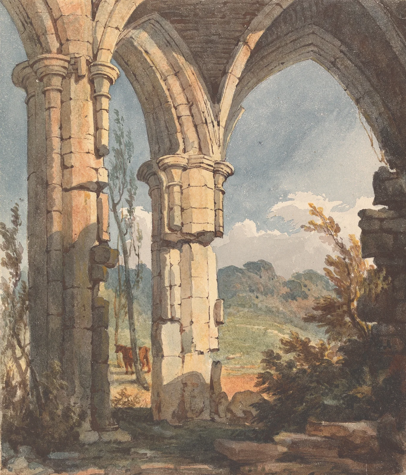 Landscape Looking Through Ruined Archway av Thomas Sully