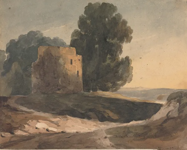 Landscape with Ruined Castle, Trees av Thomas Sully