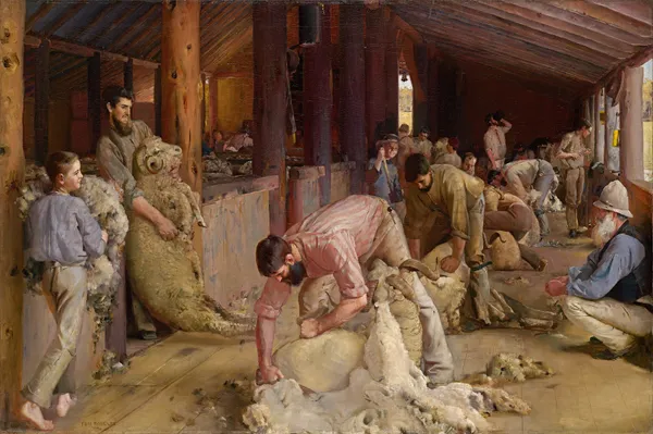 Shearing the rams av Tom Roberts