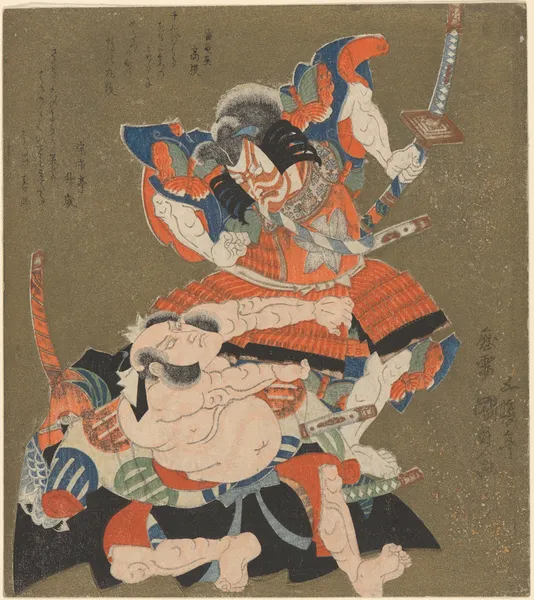 A Duel; Two Warriors av Utagawa Kunisada (Toyokuni III)