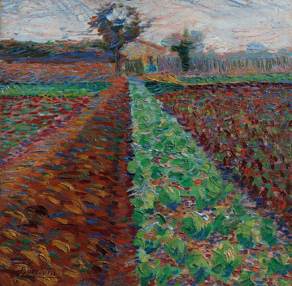Campo con alberi av Umberto Boccioni