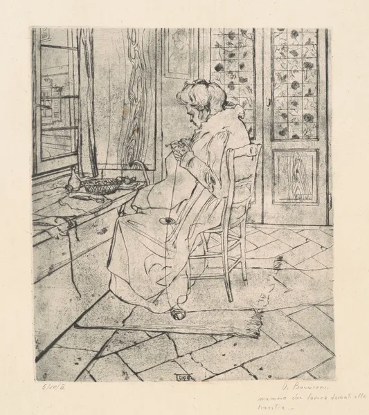 Mia madre che lavora [My Mother Working] av Umberto Boccioni