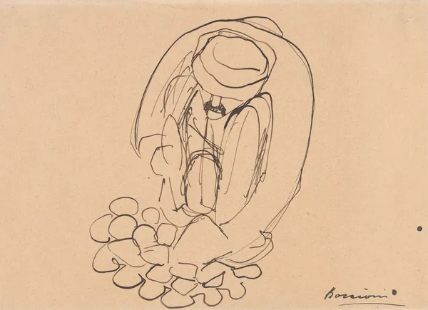 Study for ‘The Street Pavers’; Man Laying Paving Stones av Umberto Boccioni