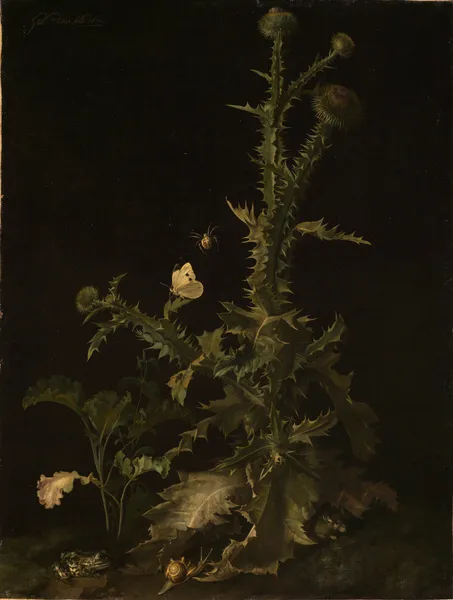 Distel mit verschiedenen Tieren av Willem van Aelst