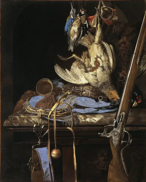 Still Life with Hunting Gear av Willem van Aelst