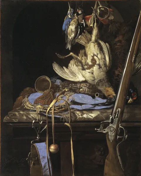 Still Life with Hunting Gear av Willem van Aelst