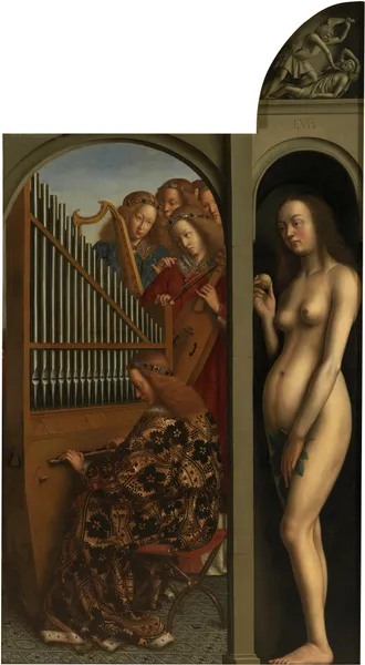 Music-making Angels and Eve av Jan van Eyck