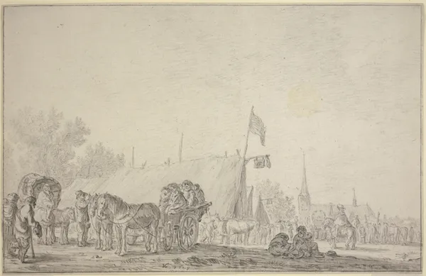 Jahrmarkt im Dorf Valkenburg av Jan van Goyen