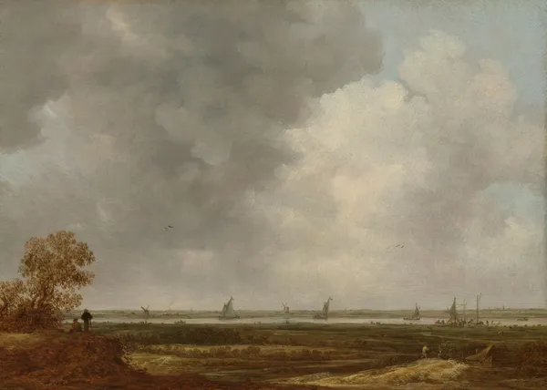 Panoramic View of a River with Low-lying Meadows (in or after 1644) av Jan van Goyen