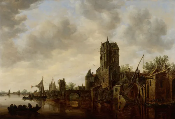River Landscape with the Pellecussen Gate near Utrecht av Jan van Goyen
