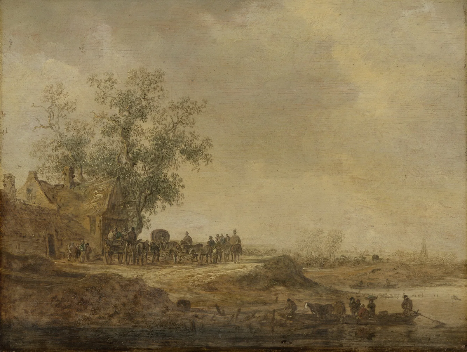 The Stop before the Inn av Jan van Goyen