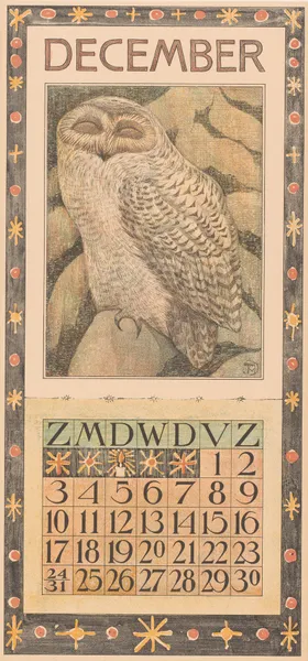 Kalenderblad december met sneeuwuil av Theo van Hoytema