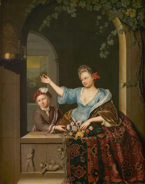 Vrouw in balkon av Willem Van Mieris